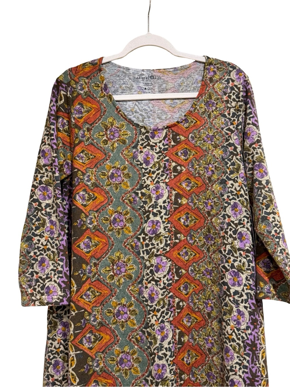 🤎 Natural Life Lottie Knit Maxi Dress Brown Tuscany Border Floral Boho Large - Picture 5 of 12